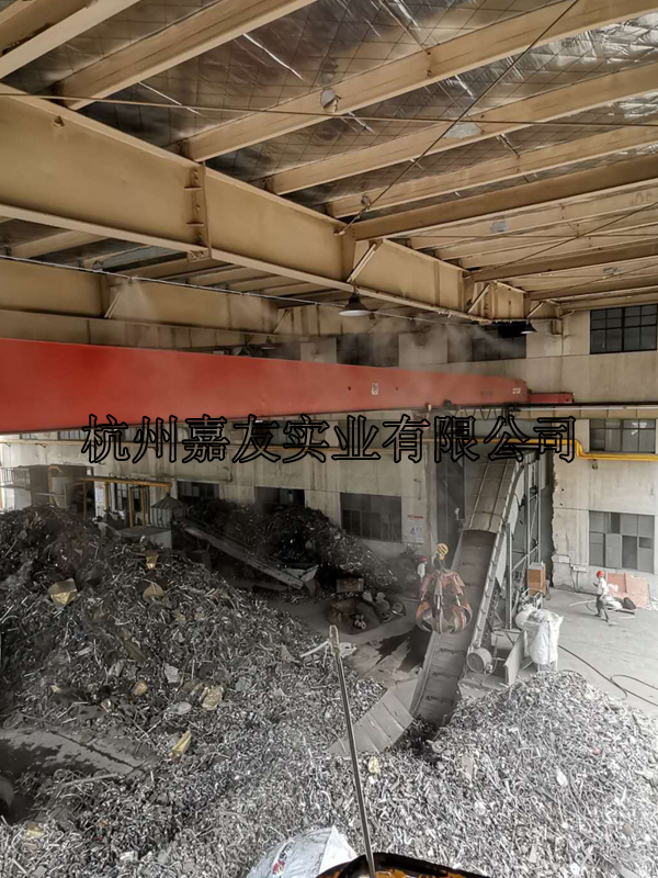 寧波金田銅業廢料車間安裝高壓噴霧除塵系統案例